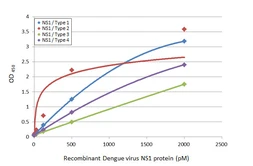 Anti-Dengue virus NS1 protein antibody [GT9] used in ELISA (ELISA). GTX639673